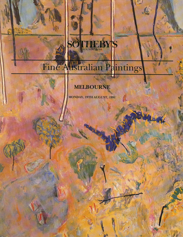 Fine Australian paintings including European paintings, drawings and prints : [Monday, 19th August 1991] / Sotheby's Australia cover