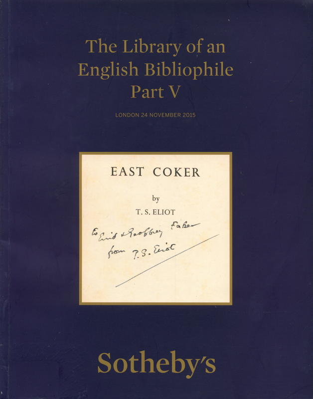 The library of an English bibliophile part V : auction in London, 24 November 2015 / Sotheby's cover