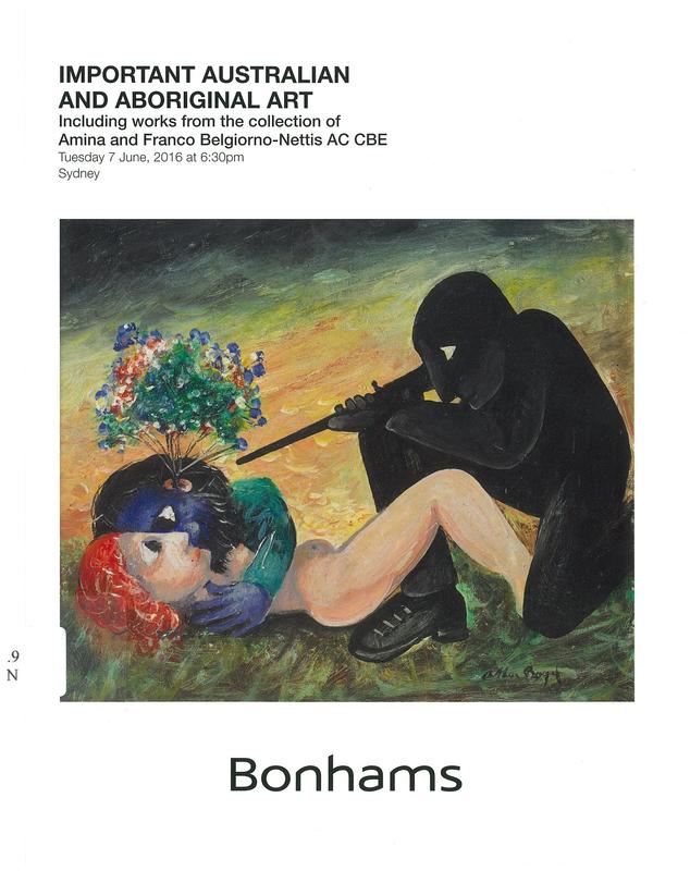 Important Australian and Aboriginal art, including works from the collection of Amina and Franco Belgiorno-Nettis AC CBE : Tuesday 7 June 2016 at 6.30pm / Bonhams cover