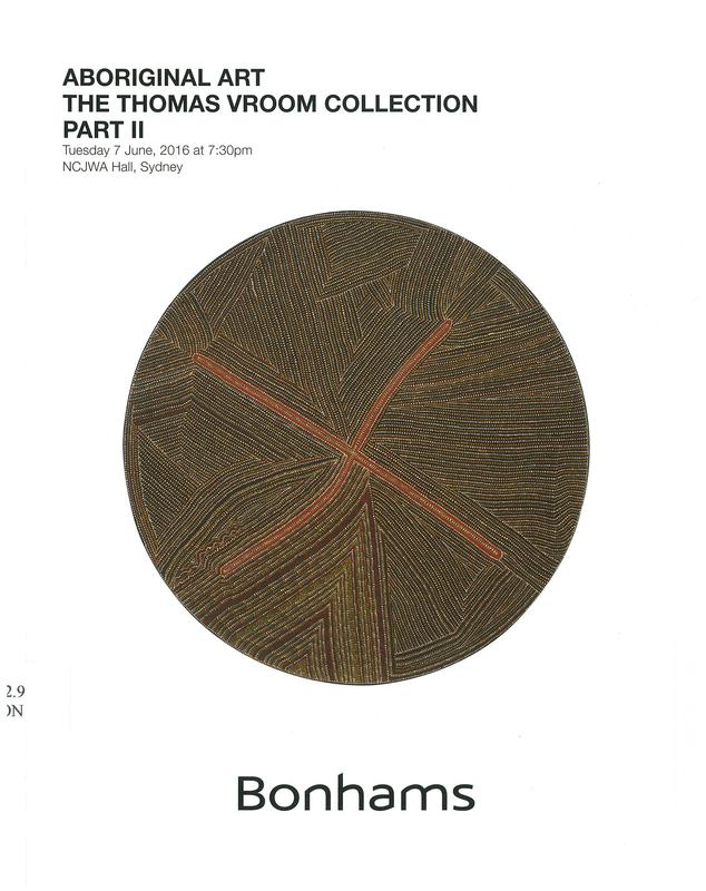 Aboriginal art : the Thomas Vroom Collection, part II : Tuesday 7 June, 2016 at 7:30pm / Bonhams cover