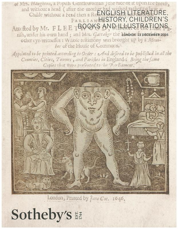 English literature, history, children's books and illustrations : auction in London, 13 December 2016 / Sotheby's cover