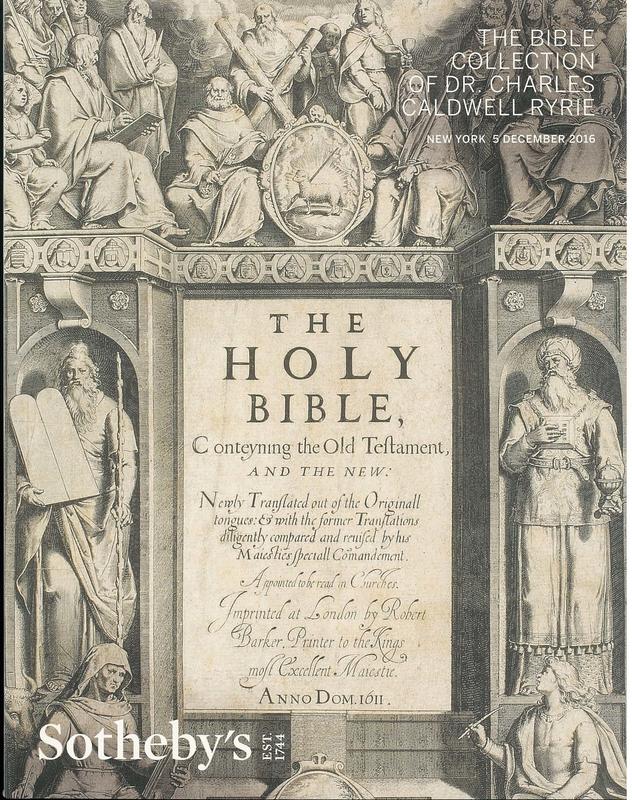 The bible collection of Dr. Charles Caldwell Ryrie : auction in New York, 5 December 2016 / Sotheby's cover