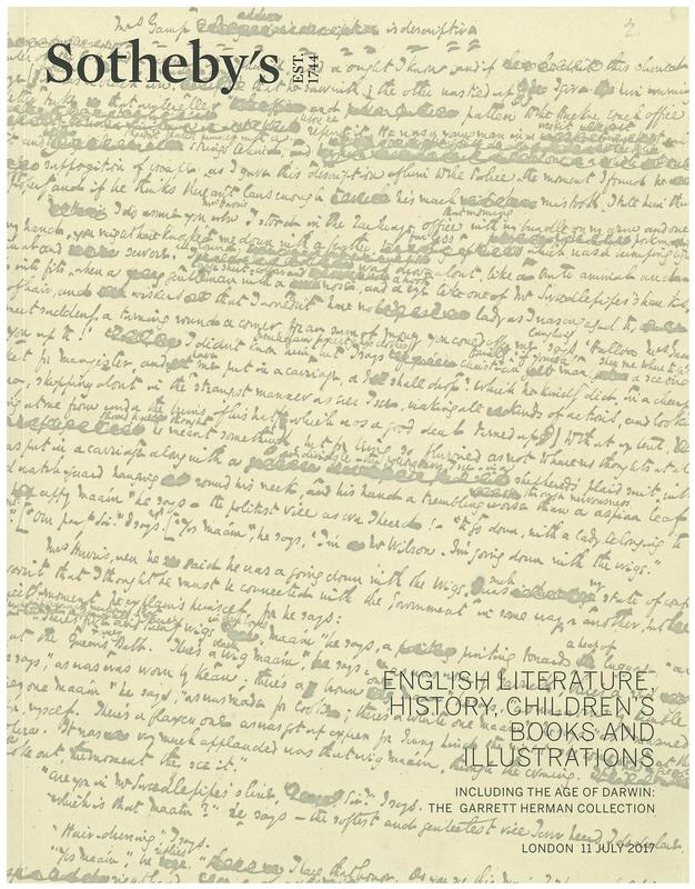English literature, history, children's books and illustrations : including the age of Darwin: the Garrett Herman Collection : Auction in London, 11 July 2017 / Sotheby's cover