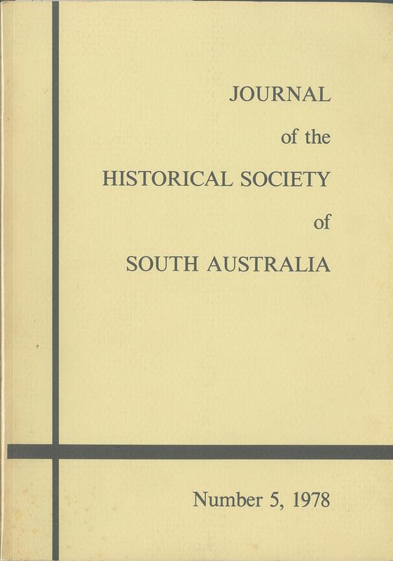 Journal of the Historical Society of South Australia cover