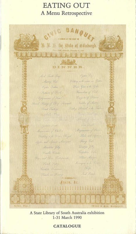 Eating out : a menu retrospective / compiled by Valmai Hankel, Elizabeth Ho, Zaiga Sudrabs cover