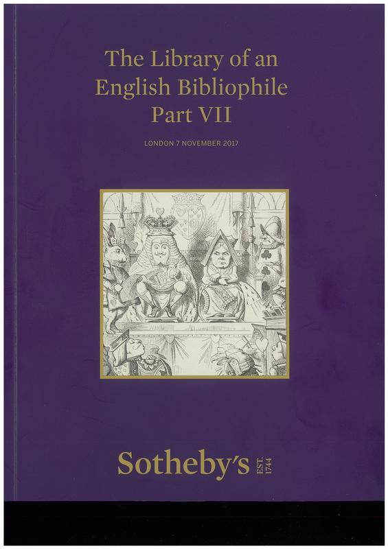 The library of an English bibliophile part VII : auction in London, 7 November 2017 / Sotheby's cover