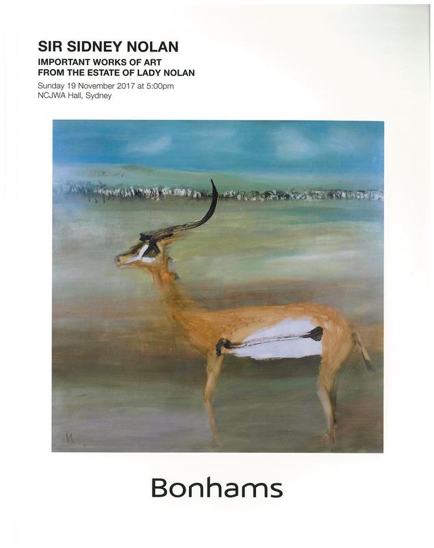 Sir Sidney Nolan : important works of art from the estate of Lady Nolan : Sunday 19 November 2017 / Bonhams 1793 Ltd. cover