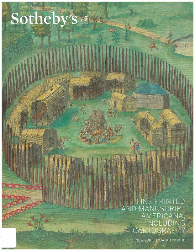 Fine printed and manuscript Americana, including cartography : auction in New York, 17 January 2018 / Sotheby's cover