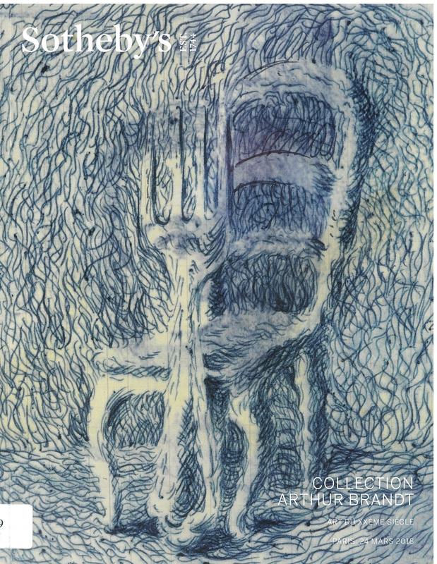 Collection Arthur Brandt, art du XXeme siecle : vente a Paris, 24 Mars 2018 / Sotheby's cover