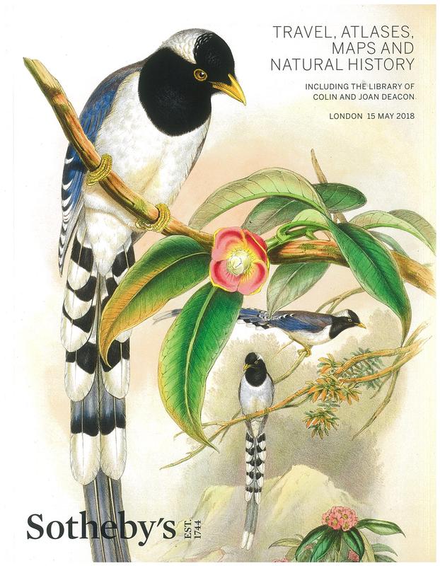 Travel, atlases, maps and natural history, including the library of Colin and Joan Deacon : auction in London, 15 May 2018 / Sotheby's cover