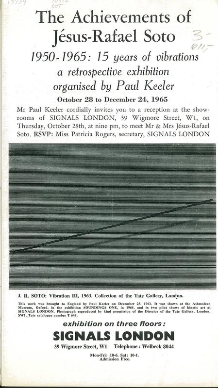 The achievements of Jésus-Rafael Soto : 1950-1965 15 years of vibrations, a retrospective exhibition / organised by Paul Keeler cover