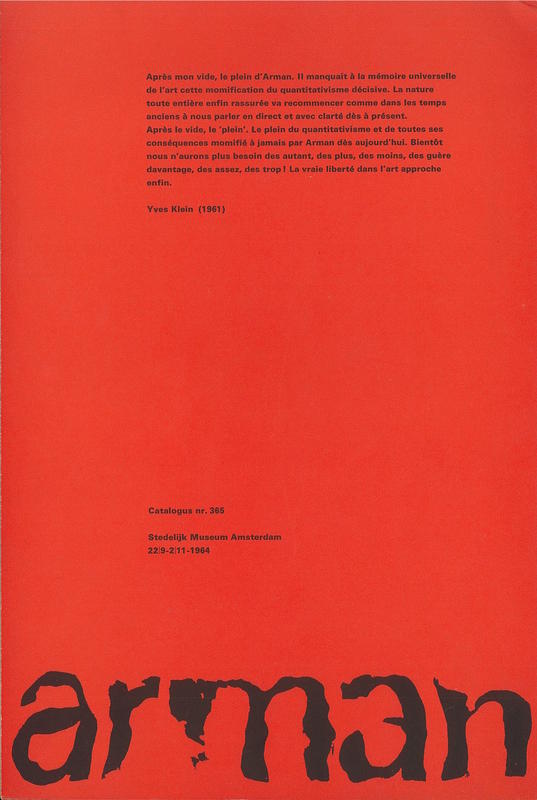 Arman / Stedelijk Museum Amsterdam cover