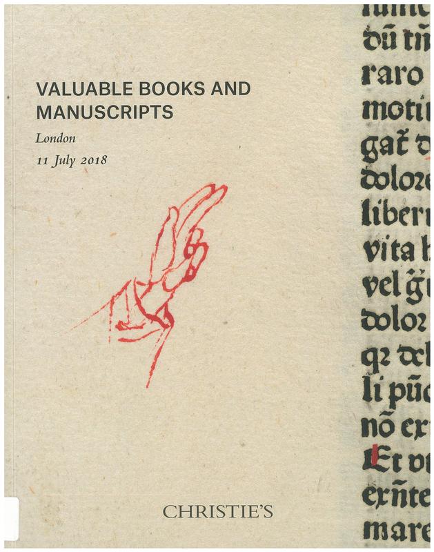 Valuable books and manuscripts : Wednesday 11 July 2018 / Christie's cover