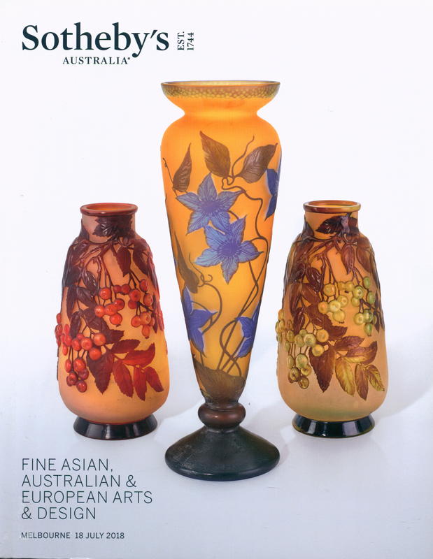 Fine Asian, Australian and European arts and design : auction in Melbourne, 18 July 2018 / Sotheby's Australia cover
