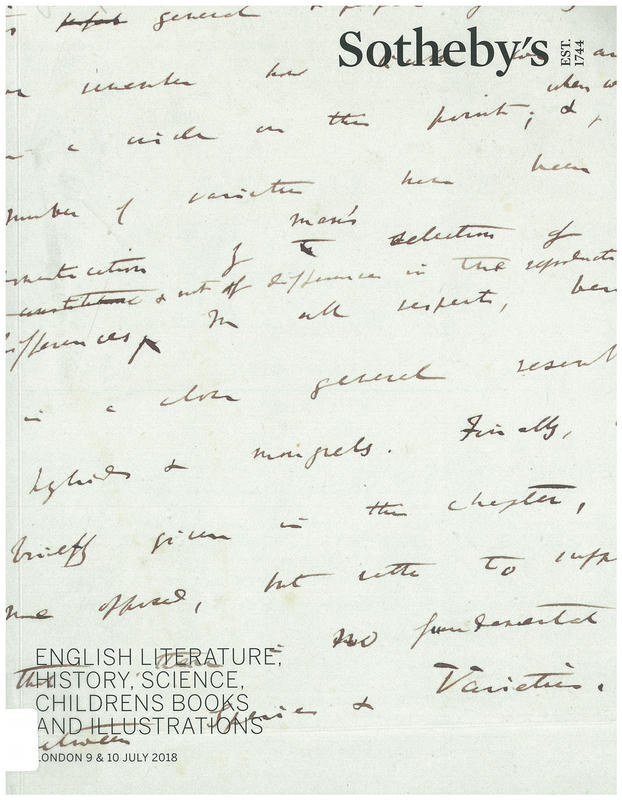 English literature, history, science, childrens books and illustrations : auction in London, 9 & 10 July 2018 / Sotheby's cover