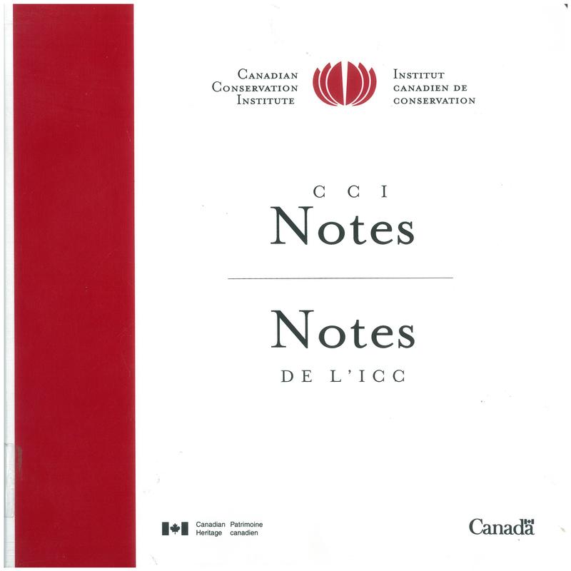 CCI Notes / [Canadian Conservation Institute] cover