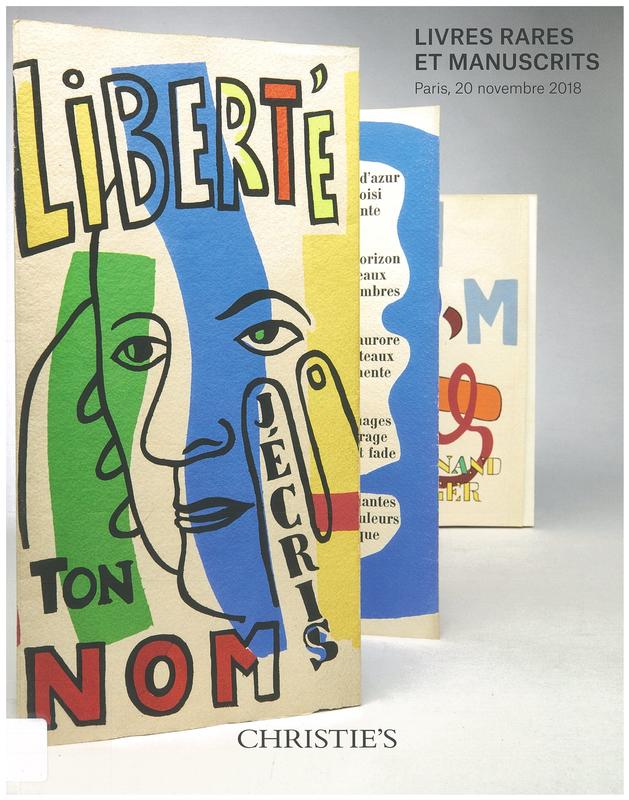 Livres rares et manuscrits : vente aux encheres, Mardi 20 Novembre 2018 / Christie's cover