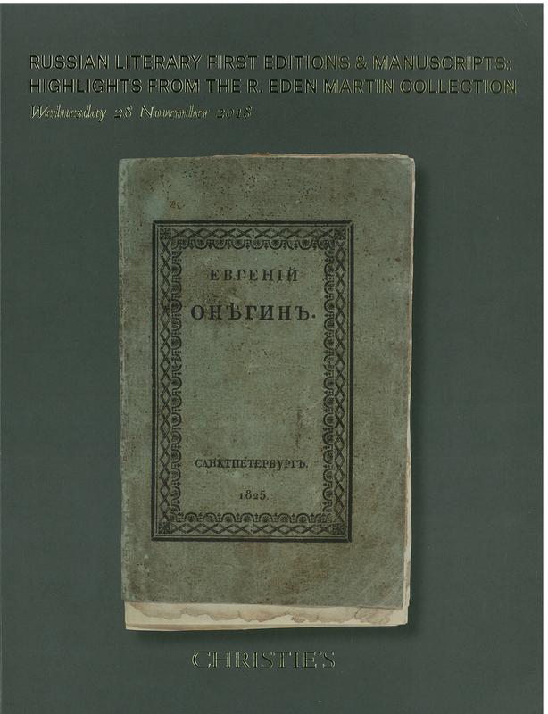 Russian literary first editions and manuscripts : highlights from the R. Eden Martin Collection : Wednesday 28 November 2018 / Christie's cover