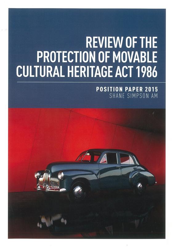 Review of the Protection of Movable Cultural Heritage Act 1986 : position paper 2015 / Shane Simpson cover