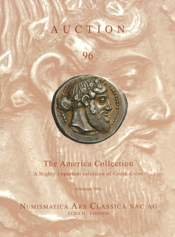 Auction 96 : the America Collection, a highly important selection of Greek coins, 6 October 2016 / Numismatica Ars Classica cover