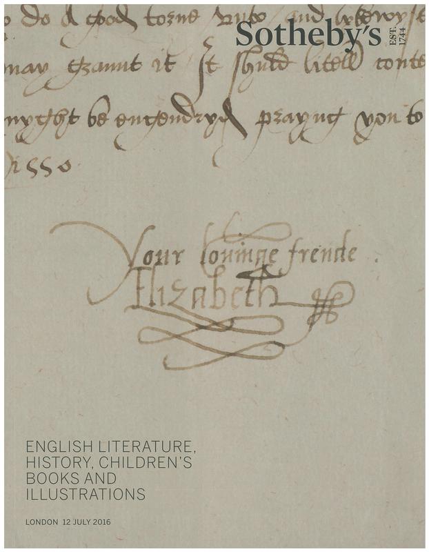 English literature, history, children's books and illustrations : auction in London, 12 July 2016 / Sotheby's cover