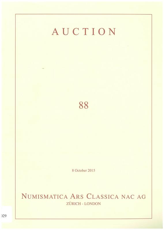 Auction 88 : Greek, Roman and Byzantine coins : 8 October 2015 / Numismatica Ars Classica cover