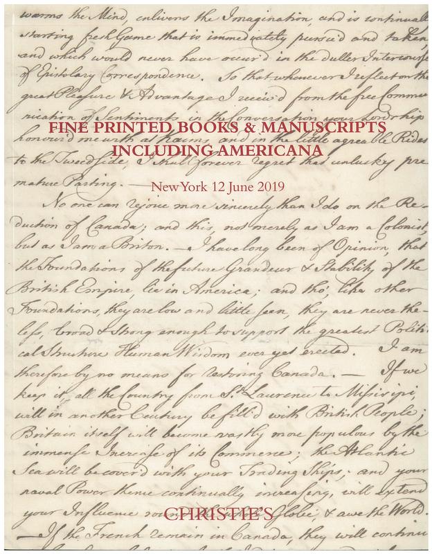 Fine printed books & manuscripts including Americana : 12 June 2019 / Christie's cover