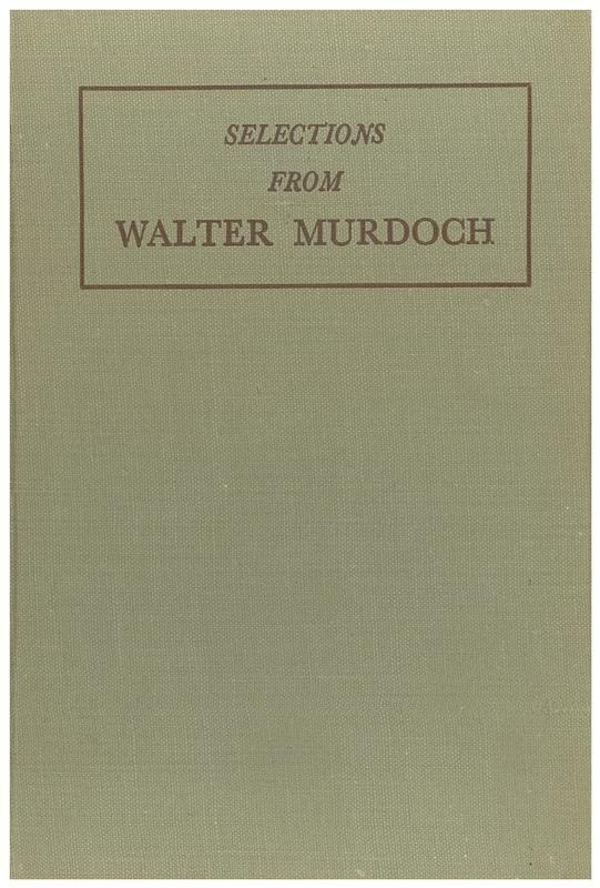 Selections from Walter Murdoch cover