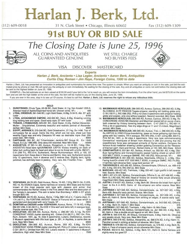 91st buy or bid sale / Harlan J. Berk, Ltd. cover