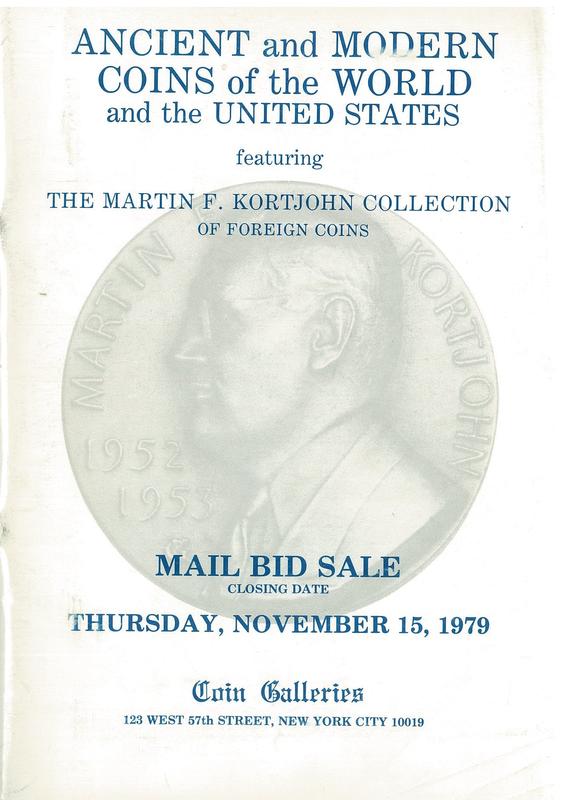 Ancient and modern coins of the world and the United States … : mail bid sale closing date Thursday, November 15, 1979 / Coin Galleries cover