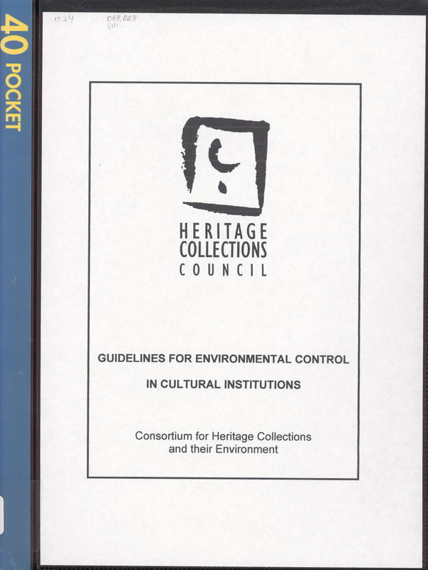 Guidelines for environmental control in cultural institutions cover