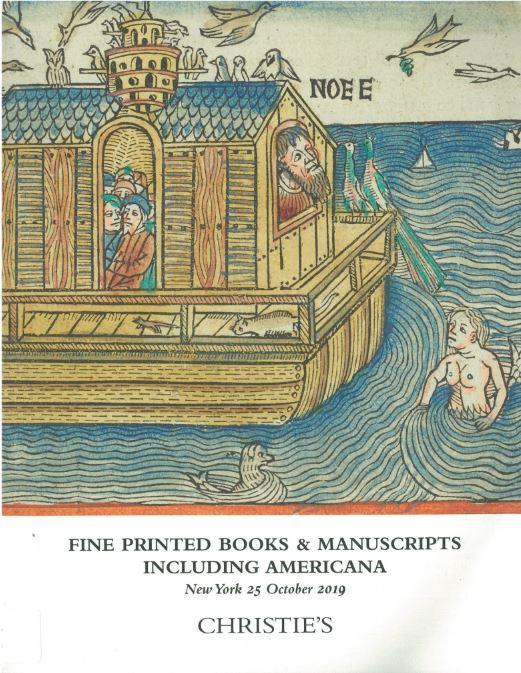 Fine printed books and manuscripts including Americana : Friday 25 October 2019 / Christie's cover