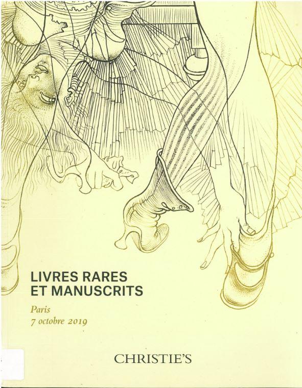 Livres rares et manuscrits : vente aux encheres, Lundi 7 Octobre 2019 / Christie's cover