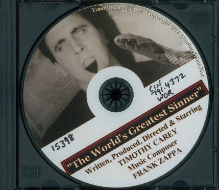 The World's greatest sinner / written, produced, directed and starring Timothy Carey ; music composer, Frank Zappa cover