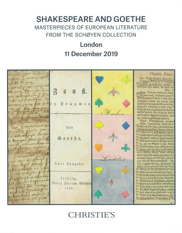 Shakespeare and Goethe : masterpieces of European literature from the Schøyen collection : Wednesday 11 December 2019 / Christie's cover