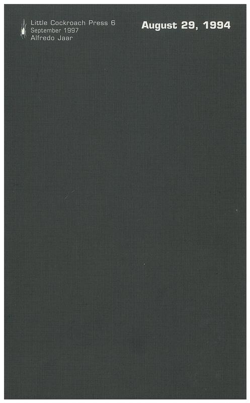 Alfredo Jaar : August 29, 1994 cover