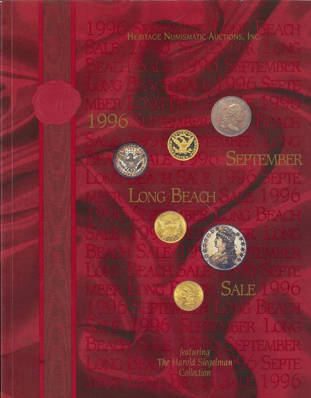 The September 1996 Long Beach sale / Heritage Numismatic Auctions cover