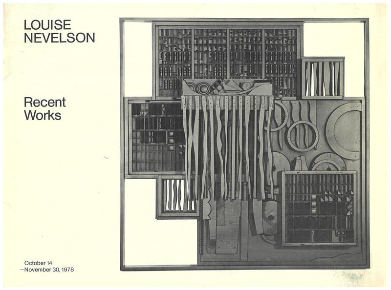 Louise Nevelson : recent works cover