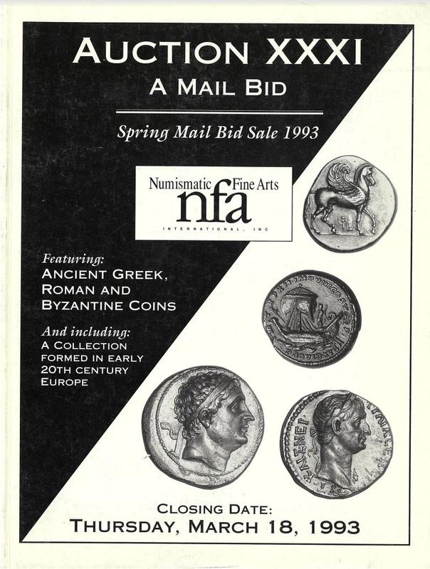 Auction XXXI : Spring mail bid sale 1993 / Numismatic Fine Arts cover