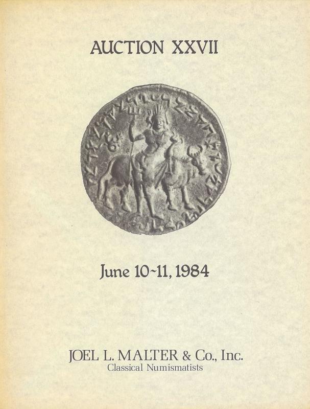 Auction XXVII : featuring coins ... seals, gemstones, antiquities, related literature : Sunday, June 10 1984 / Joel L. Malter & Co. cover