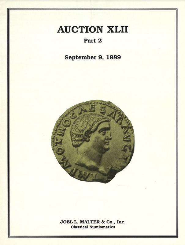 Auction XLII part 2 : featuring gold coins - ancient to modern, [...] : Saturday September 9th, 1989 /  Joel L. Malter & Co. cover