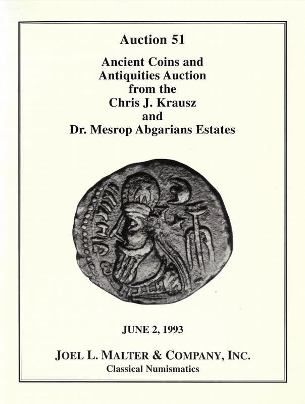 [Auction 51] : an important ancient coin and antiquity auction : Wednesday June 2, 1993 /  Joel L. Malter & Co. cover