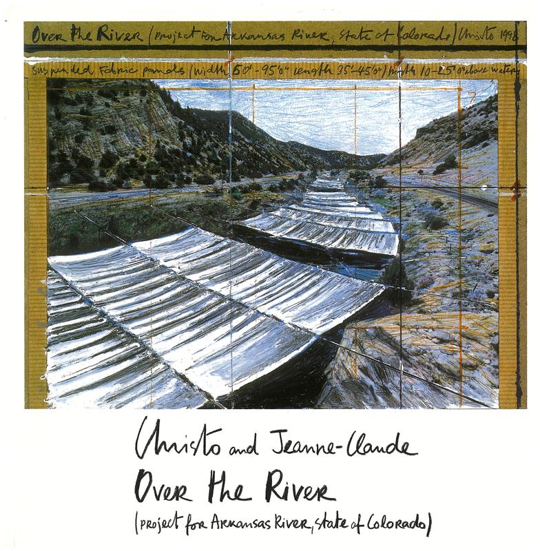 Christo and Jeanne-Claude : over the river : project for the Arkansas River, state of Colorado : a work in progress / photographs by Wolfgang Volz ; picture commentary by Jeanne-Claude and Jonathan Henery ; an exhibition curated by Josy Kraft cover