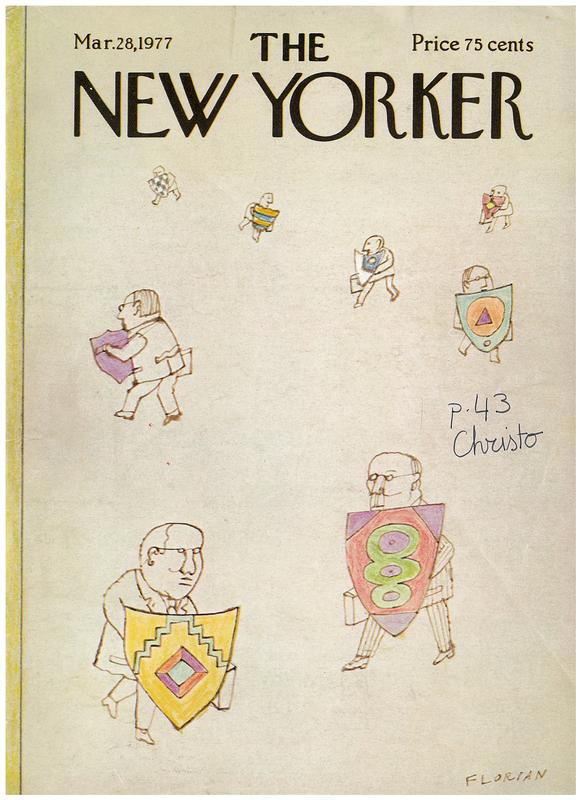 Onwards and upwards with the arts : Running Fence / Calvin Tomkins [in the New Yorker, Mar. 28, 1977] cover