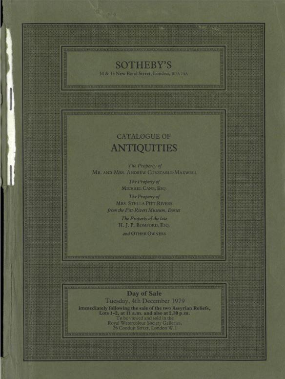 Catalogue of Egyptian and Middle Eastern antiquities, ancient art reference books, Greek, Etruscan and Roman antiquities ... : Tuesday 4th December 1979 / Sotheby Parke Bernet & Co. cover