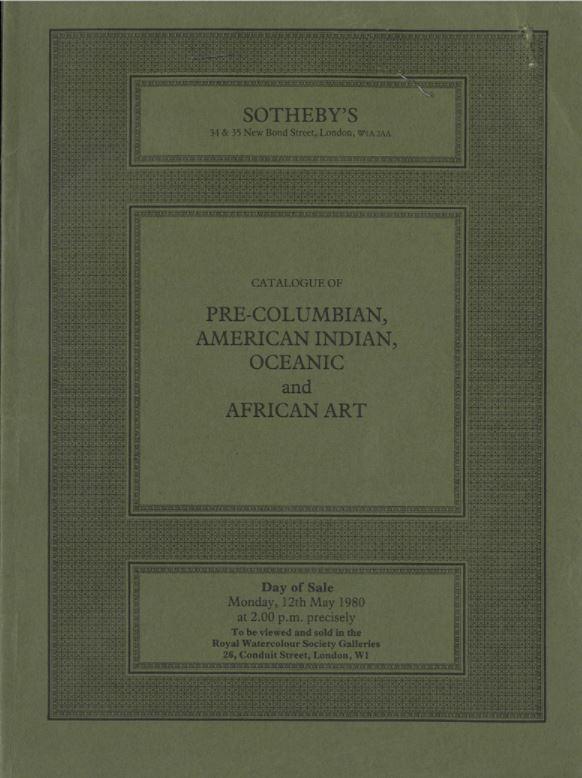 Pre-Columbian, American Indian, Oceanic and African art ... : Monday 12th May 1980 / Sotheby Parke Bernet & Co. cover