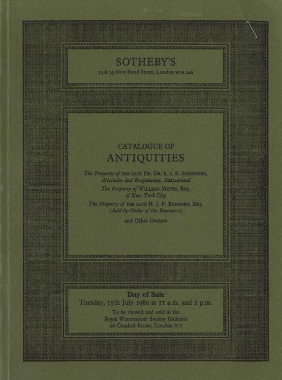 Egyptian, Middle Eastern, Greek, Etruscan and Roman antiquities, also art reference books ... : Tuesday 15th July 1980 / Sotheby Parke Bernet & Co. cover