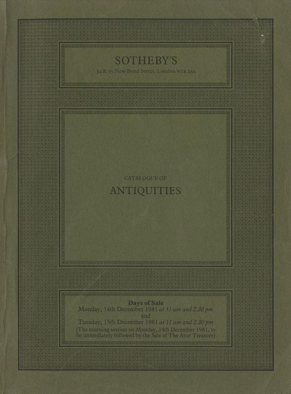 Egyptian, Western Asiatic, Greek, Etruscan and Roman antiquities, ancient glass and art reference books ... : Monday 14th December 1981 and Tuesday 15th December 1981 / Sotheby Parke Bernet & Co. cover