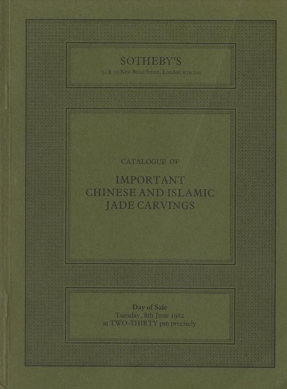 Important Chinese and Islamic jade carvings : Tuesday 8th June 1982 / Sotheby Parke Bernet & Co. cover