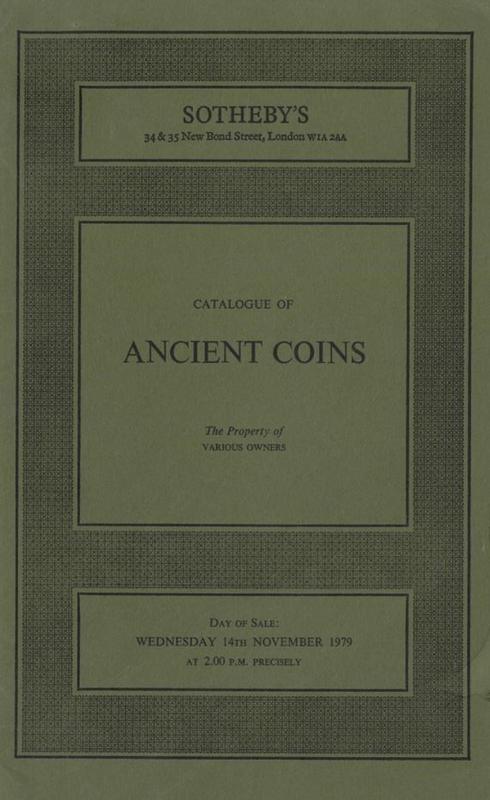 Catalogue of ancient coins, comprising Greek and Roman coins ... with Byzantine gold coins : Wednesday 14th November, 1979 / Sotheby Parke Bernet & Co. cover